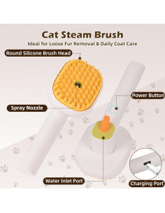 Kit de Aseo para Gatos TXRRURE 3 en 1: Cepillo Vapor + Rasqueta 2
