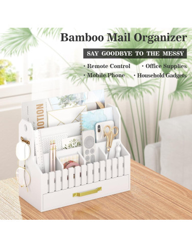 Organizador de Correo de Bambú Wisuce Essentials Blanco