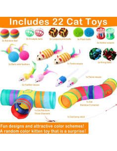 Conjunto de Juguetes para Gatos Wettarn 22 Piezas Colorido 2
