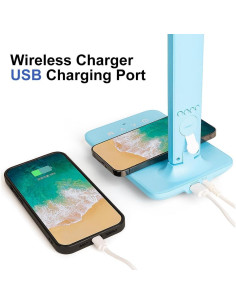 Lámpara de Escritorio LED Wanjiaone TX26C0 con Cargador Inalámbrico 2