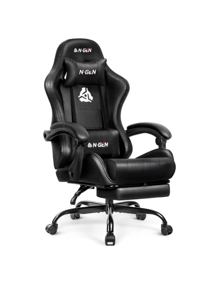 Silla de Juego N-GEN Ergonómica con Reposapiés y Soporte Lumbar