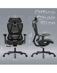 Silla de Oficina Ergonómica ELABEST T11 con Soporte Lumbar y Reposabrazos Ajustables 2