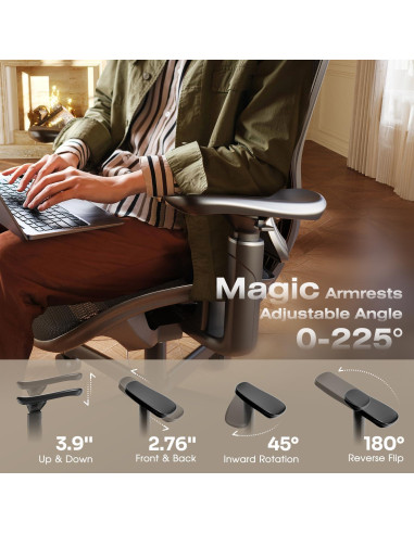 Silla de Oficina Ergonómica ELABEST T11 con Soporte Lumbar y Reposabrazos Ajustables