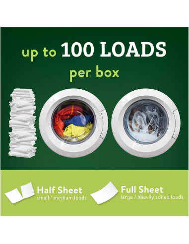 Hojas de detergente Biokleen Free & Clear - 100 cargas, hipoalergénico