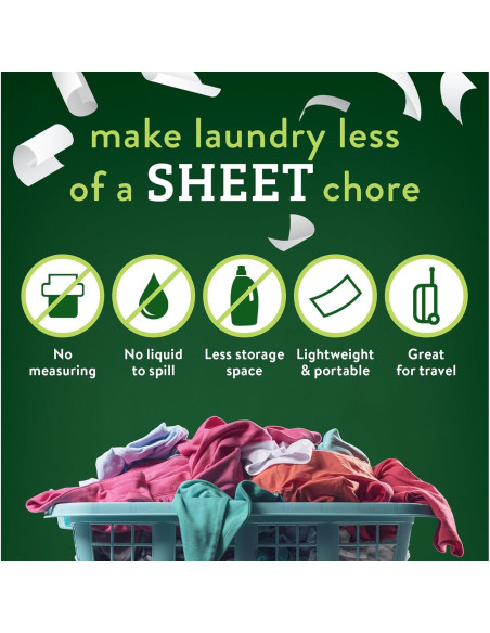 Hojas de detergente Biokleen Free & Clear - 100 cargas, hipoalergénico