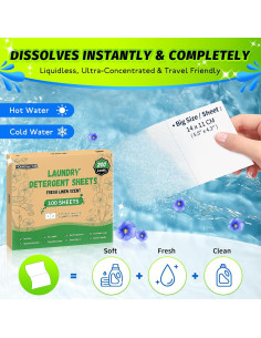 Hojas de Detergente para Ropa HOMERHYME - 100 Hojas Ecológicas 2