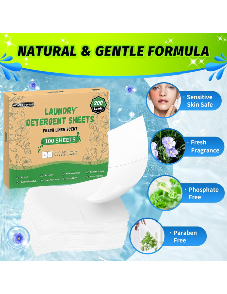 Hojas de Detergente para Ropa HOMERHYME - 100 Hojas Ecológicas