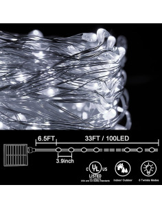 Luces de Cadena Solares Kemooie 200 LED 20m 8 Modos Blancas 2