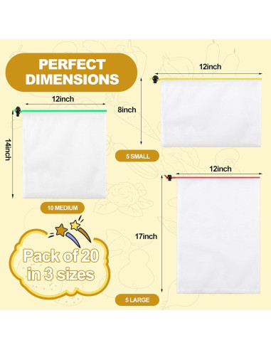 Bolsas Reutilizables Jeffbaubl 20 Piezas Malla Transpirable