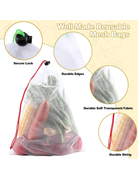 Bolsas Reutilizables Jeffbaubl 20 Piezas Malla Transpirable