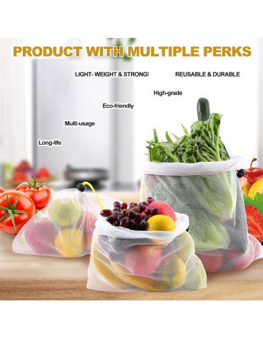 Bolsas Reutilizables Jeffbaubl 20 Piezas Malla Transpirable