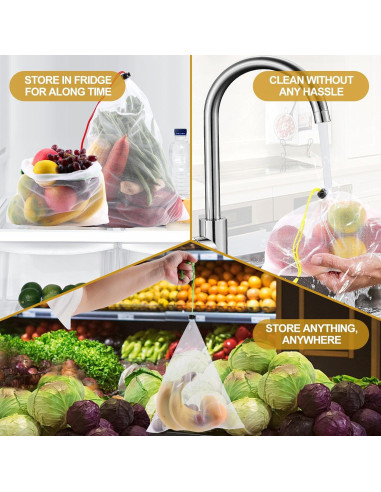 Bolsas Reutilizables Jeffbaubl 20 Piezas Malla Transpirable