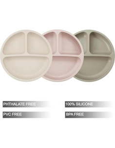 Platos de Silicona PandaEar para Niños 3 Pack Antideslizantes 2