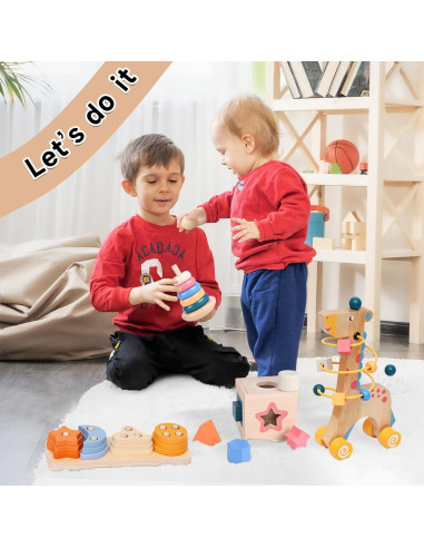 Juguetes Montessori de Madera YUANNA 4-en-1 para Niños 1-3 Años