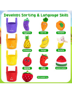 Juguetes Sensoriales Kikikid para Bebés 6-12 Meses Frutas y Verduras 2