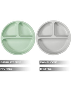 Conjunto de Alimentación PandaEar | 2 Platos y 2 Cucharas de Silicona 2