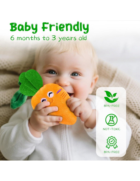 Juguetes Sensoriales Kikikid para Bebés 6-12 Meses Frutas y Verduras