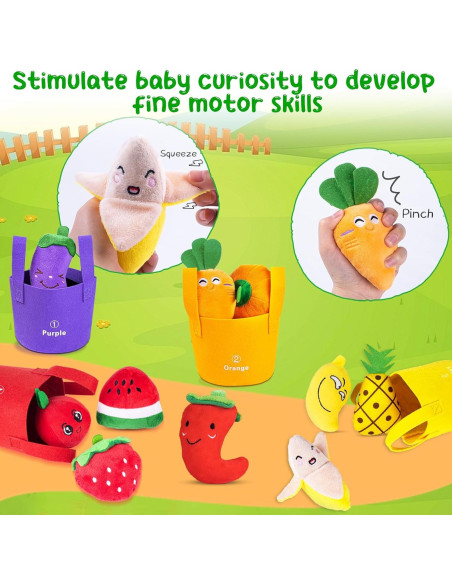Juguetes Sensoriales Kikikid para Bebés 6-12 Meses Frutas y Verduras
