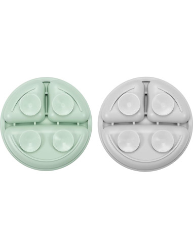 Conjunto de Alimentación PandaEar | 2 Platos y 2 Cucharas de Silicona