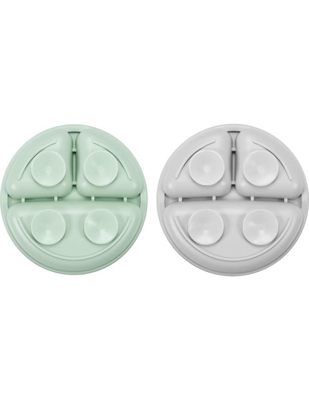 Conjunto de Alimentación PandaEar | 2 Platos y 2 Cucharas de Silicona