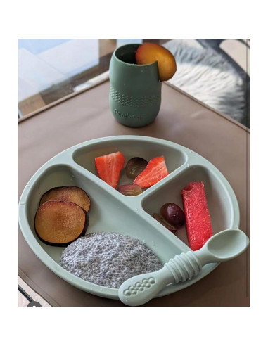 Conjunto de Alimentación PandaEar | 2 Platos y 2 Cucharas de Silicona