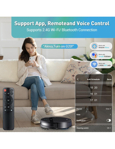 Aspiradora Robot Kilgone G20 2 en 1 con Mopa, 2300Pa, 120Min