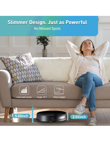 Aspiradora Robot Kilgone G20 2 en 1 con Mopa, 2300Pa, 120Min