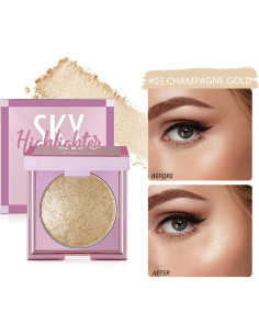 Paleta de Iluminador Facial MAEPEOR 8 Colores Brillo Oro Champán 2