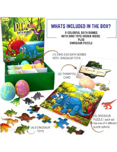 Bolas de Baño Orgánicas para Niños - Set de 9 Huevo Dino 2