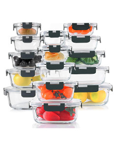 Juego de 30 Recipientes de Almacenamiento de Vidrio KOMUEE