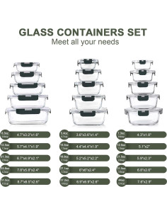 Juego de 30 Recipientes de Almacenamiento de Vidrio KOMUEE 2