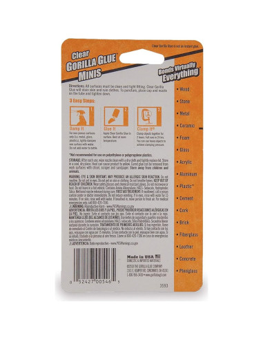 Pegamento Transparente Gorilla 4x3g Multiusos Resistente al Agua