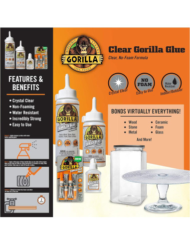 Pegamento Transparente Gorilla 4x3g Multiusos Resistente al Agua