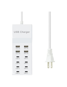 Cargador USB 12 Puertos - 4 USB-A y 8 USB-C Blanco