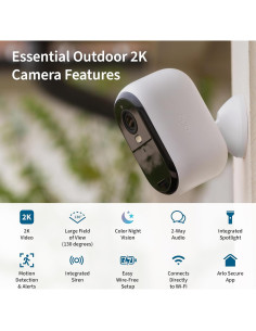 Paquete de Seguridad Arlo Esencial 2K | 3 Cámaras Interior y Exterior 2