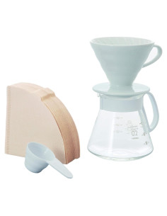 Hario V60 Kit de Café Cerámica 02 Blanco - Filtrado Manual
