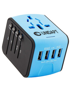 Adaptador de Viaje Universal Unidapt 4 USB 2.4A Azul