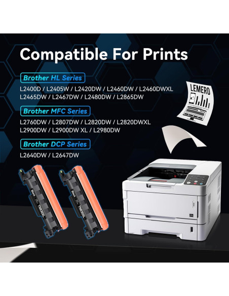 Cartucho de Tóner LEMERO TN830XL Negro Alto Rendimiento 2 Unidades