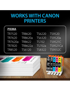 Cartuchos de tinta Smart Ink compatibles Canon 280 281 XXL - 5 unidades 2