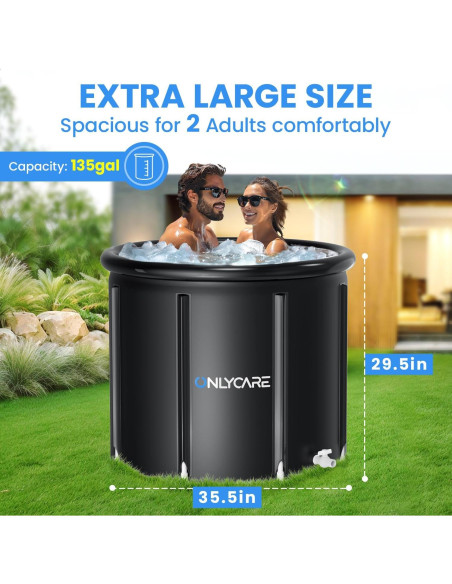 Bañera de Hielo ONLYCARE XXL 511L Portátil con Tapa