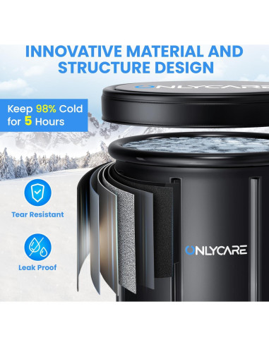 Bañera de Hielo ONLYCARE XXL 511L Portátil con Tapa
