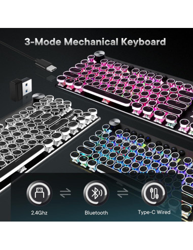 Teclado Mecánico Inalámbrico WOTIMILON WM87 Retro TKL RGB