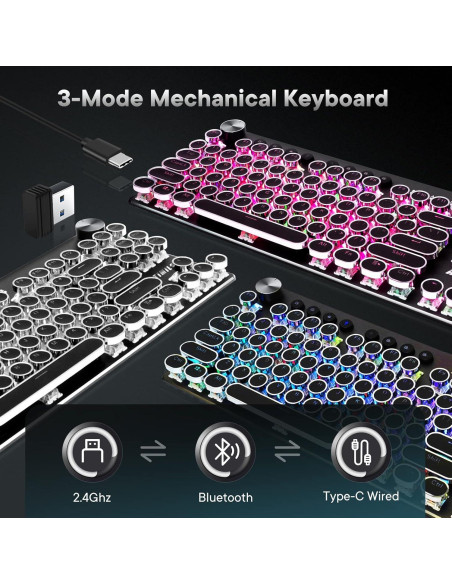 Teclado Mecánico Inalámbrico WOTIMILON WM87 Retro TKL RGB