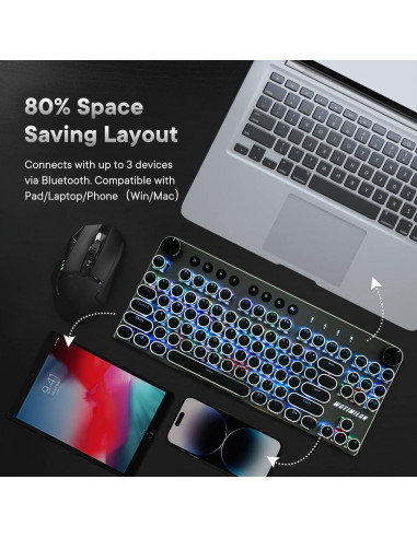 Teclado Mecánico Inalámbrico WOTIMILON WM87 Retro TKL RGB