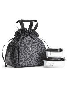 Bolsa de Almuerzo Fit & Fresh Leopardo Negro con 2 Contenedores