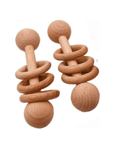 Anillo de Sonajero de Madera de Haya 2 Piezas - Juguetes Montessori