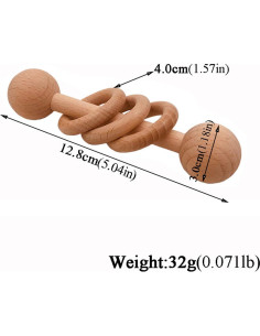 Anillo de Sonajero de Madera de Haya 2 Piezas - Juguetes Montessori 2