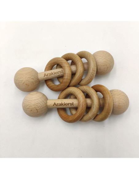 Anillo de Sonajero de Madera de Haya 2 Piezas - Juguetes Montessori