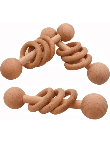 Anillo de Sonajero de Madera de Haya 2 Piezas - Juguetes Montessori