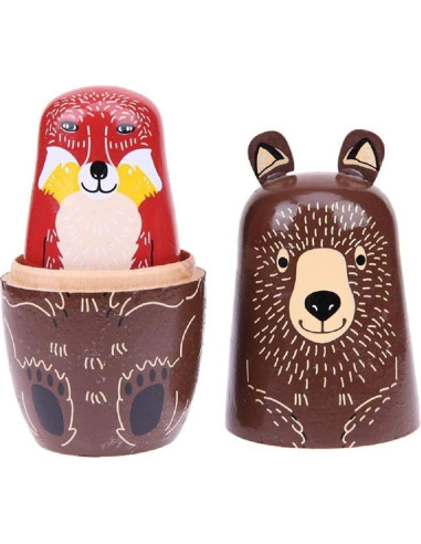 Muñecas Rusas de Animales Konrisa - 5 Osos de Madera Hechos a Mano